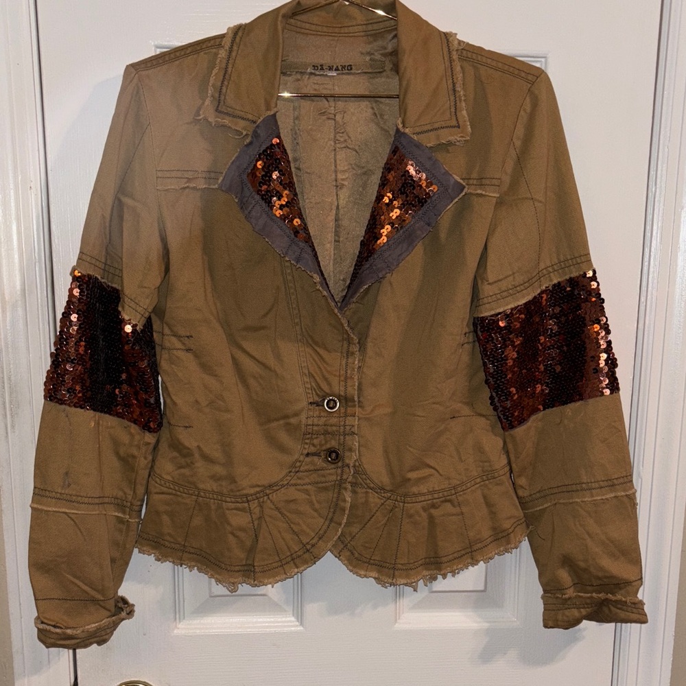 Da-Nang Brown Blazer with Sequin Details